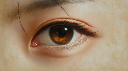 Obraz premium Close-Up of a Realistic Human Eye with Detailed Texture and Natural Colors in a Studio Setting