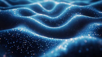 Obraz premium Abstract blue wave background with glowing particles.