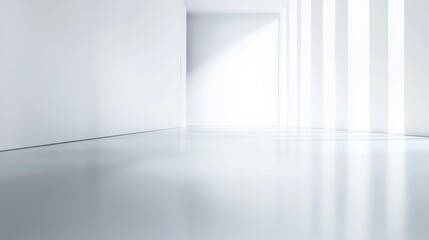 Fototapeta premium Minimalist White Room Interior Design: Clean Lines, Bright Light, and Empty Space