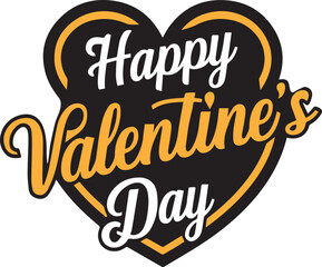 happy valentines day lettering banner poster template vector concept on white background