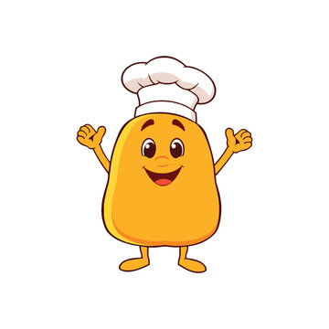 recommend clip art: Cute Cartoon Yorkshire Pudding Character with Chef Hat Smiling on White Background Vector Illustration