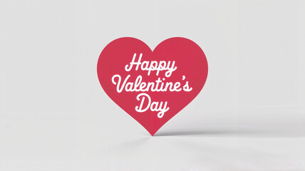 Minimalist Happy Valentine's Day design in heart shape on a simple gray background with copy space