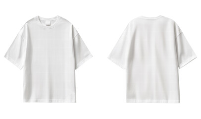 PNG Set Of Front And Back Oversized White Blank T-shirt Mockup Isolated On Transparent Background