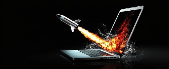 Inspiring imagery of digital entrepreneurship represented by a rocket launch.