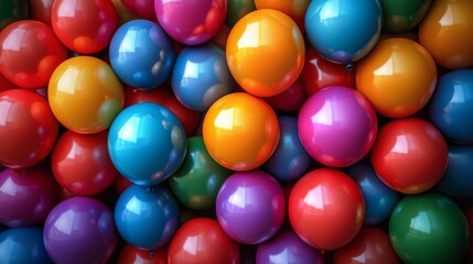 A vibrant pile of colorful glossy balloons.