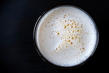 Close-Up View of a Pint Glass Filled with Foamy Beer Against a Dark Background