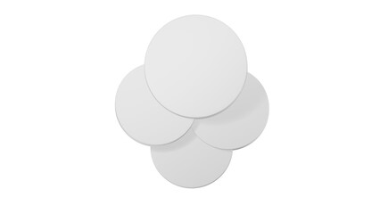 3D Cylinder 4 white pedestal podiums with layer and close up on transparent background clean luxury style