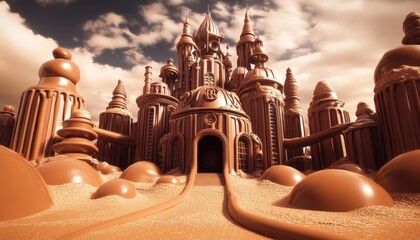 Luxurious chocolate architecture in a vibrant setting.