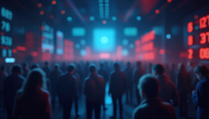 Concert Lightshow with Red and Blue Beams: A dynamic concert lightshow featuring red and blue beams, highlighting entertainment and visual technology.