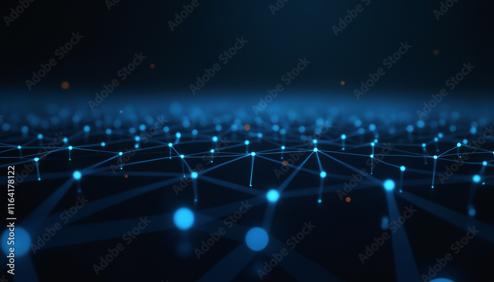 Poster illuminated digital pathways with interconnected nodes: illuminated digital pathways with interconne