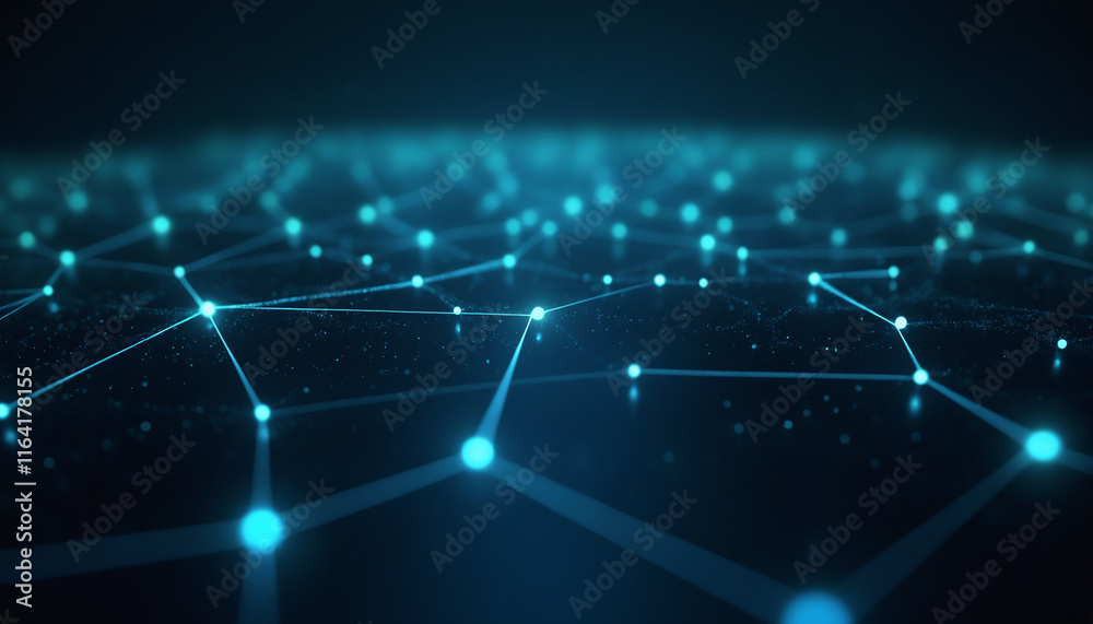 Aufkleber flowing digital network with illuminated nodes: a flowing digital network with illuminated nodes, sy