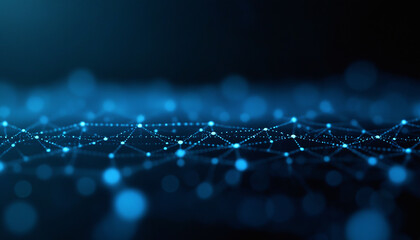Abstract Network Grid with Blue Connections: An abstract network grid featuring blue connections, symbolizing seamless integration of data and technology.