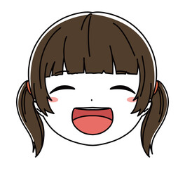 女の子の顔のアイコンイラスト