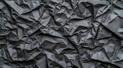 Wrinkled Black Paper Texture Background with Creases and Folds for Creative Design, Art Projects and Textured Graphics in Various Applications