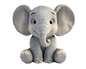 Isolated Cute Baby Elephant Sitting with Friendly Smile