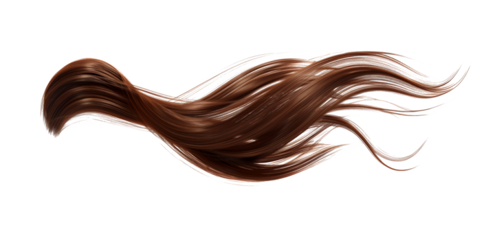 Silky hairs or woman wig hair on transparent background. Cut out png