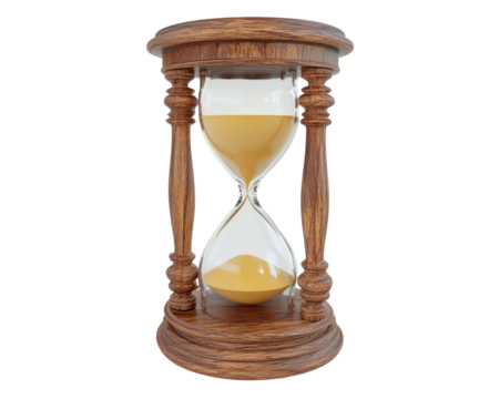 Isolated Wooden Hourglass with Yellow Sand