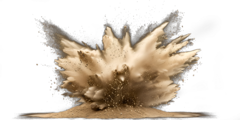 Sand explosion on transparent background. Cut out png