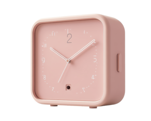 Isolated Pink Minimalist Clock with Simple Design