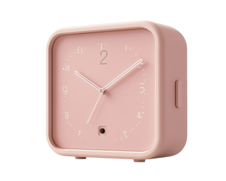 Isolated Pink Minimalist Clock with Simple Design