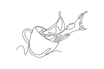 Coffee beverage Concept. Single line draw design vector graphic illustration.