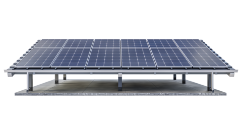 Solar panel on transparent background. Cut out png