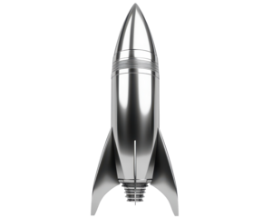 Isolated Gray Metallic Rocket