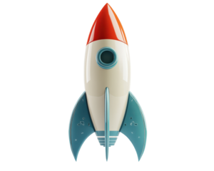 Isolated White and Red Rocket