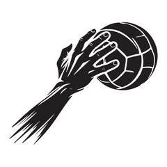 Handball Silhouette Vector Illustration, Solid White Background.