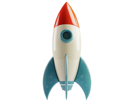 Isolated White and Red Rocket