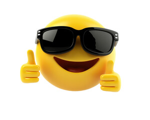 Isolated Cool Emoji with Sunglasses and Thumbs Up
