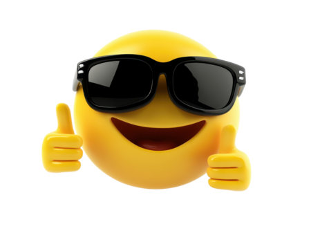 Isolated Cool Emoji with Sunglasses and Thumbs Up