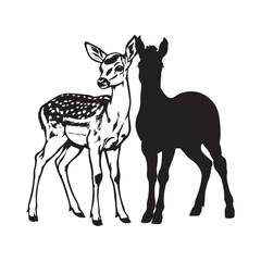 Fototapeta premium giraffe and deer on a white background