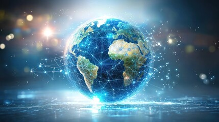 Fototapeta premium Global Network: A Digital World Interconnected