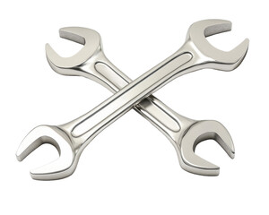 Isolated Crossed Silver Wrenches