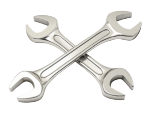 Isolated Crossed Silver Wrenches