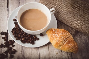 cup of coffee and croissant