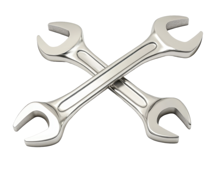 Isolated Crossed Silver Wrenches