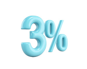 Isolated Light Blue 3 Percent Symbol Design