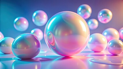 Softly glowing amorphous shapes in pastel hues on a gradient background , carefree atmosphere , amorphous shapes