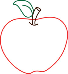 Minimalist Apple Outline with Leaf and Stem in Bold Colors