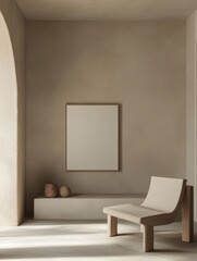 Minimalist Interior Design Featuring Modern Chair and Blank Canvas
