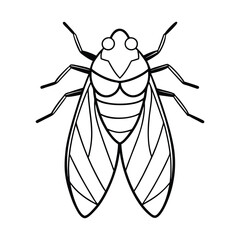 Leafhopper (Cicadellidae) insect silhouette design, labeled line art vector illustration.