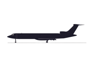 Isolated Black Corporate Jet Profile View