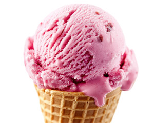 Isolated Strawberry Ice Cream Cone