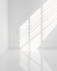 Obraz premium Bright Minimalist Interior with Soft Shadows from Window Blinds