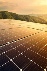 solar panels on top mountain. large construction. clean energy. Energy supply, distribution of...