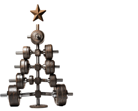 Isolated Rusty Dumbbell Christmas Tree