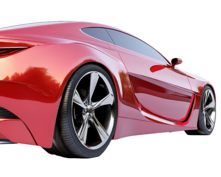 Isolated Red Sports Car Back View Close-up