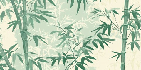 Bamboo pattern card design in jade green and ivory